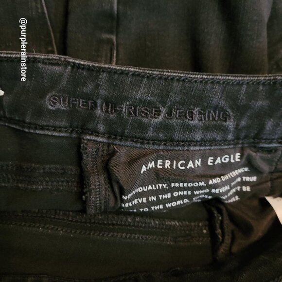 American Eagle Jeans 2 S Jegging Super Hi Rise 360 Next Level Stretch Black - Picture 5 of 11
